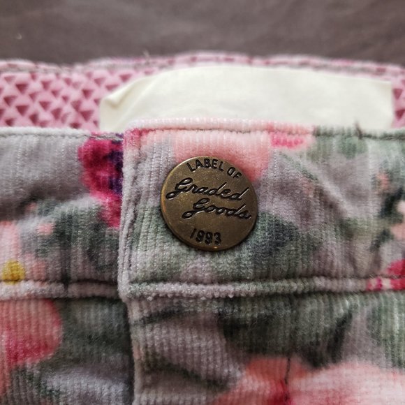 H&M Corduroy Skirt Floral Pattern Snap Closure Adjustable Waist Pockets 2-3 Year - Picture 5 of 6